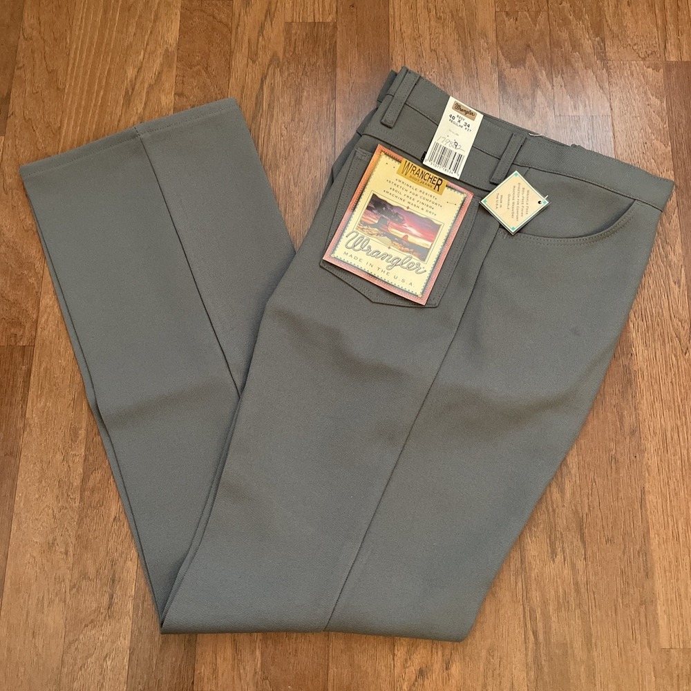 NEW VTG Wrangler Pants Mens 40X34 Gray Wrancher Boot Jeans Western Cowboy 90s